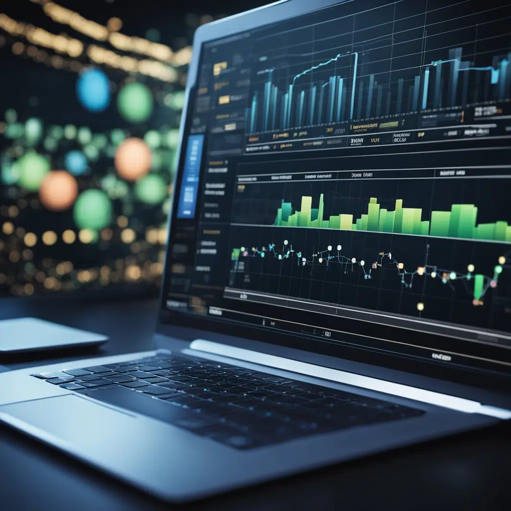 A computer screen displaying web performance metrics with various data points and graphs